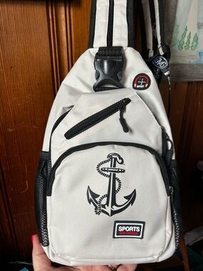 White Anchored Sling Bag  - Sport Casual Crossbody